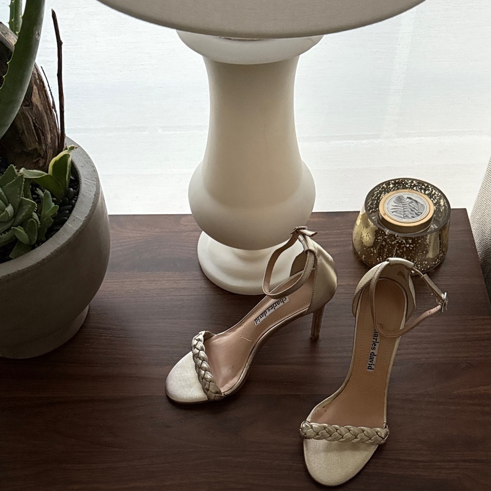 Charles David Gold Braided Strap Heels